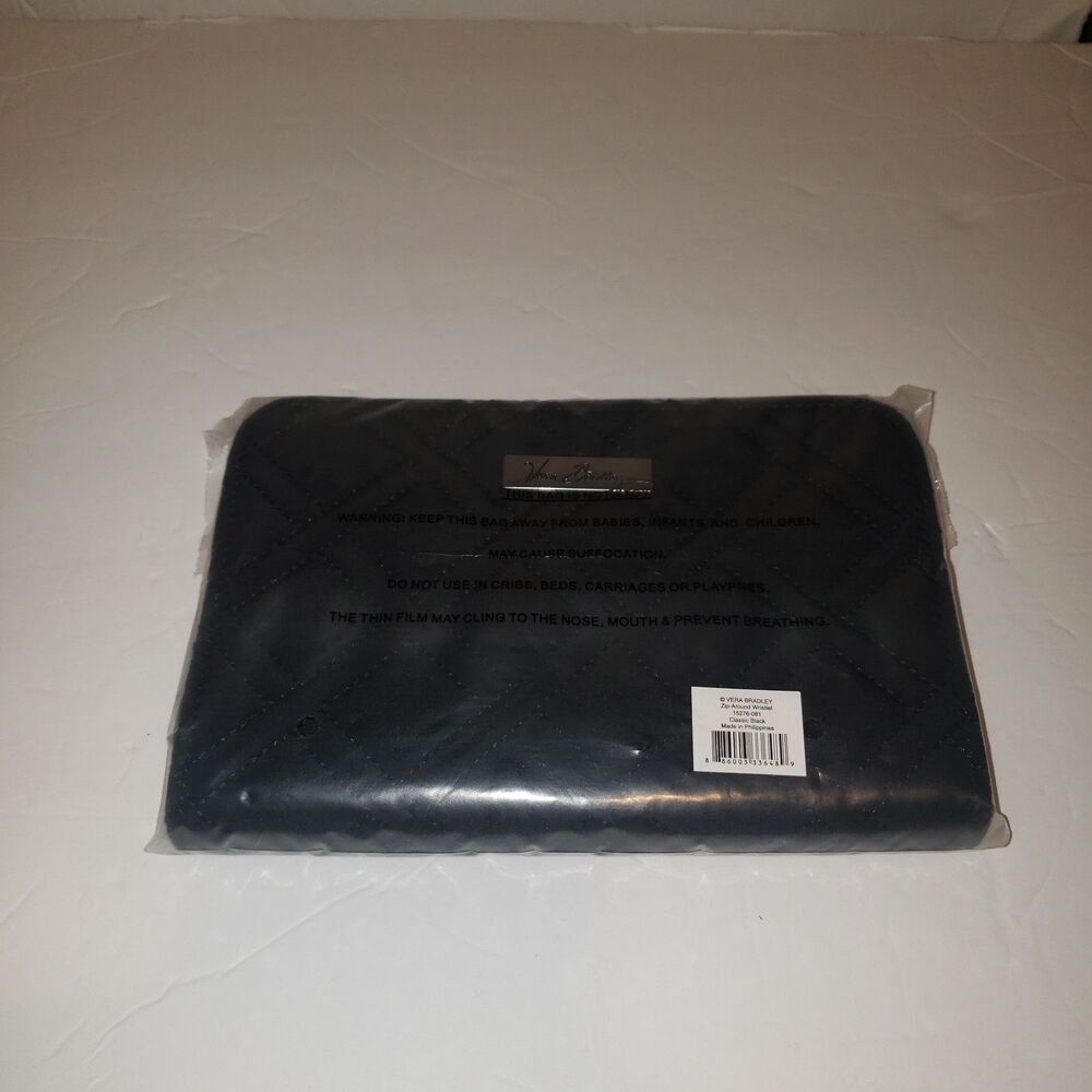 VERA BRADLEY Zip Around Wristlet Wallet Strap Classic Black Microfiber NEW - Picture 9 of 9